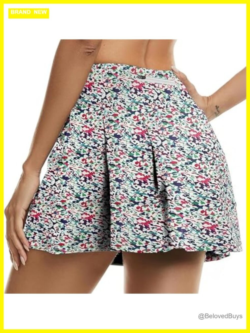 Women's Athletic Golf Skort Pleated Tennis Skirt with Inner Shorts Pockets